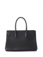 Black calfskin leather cabas handbag