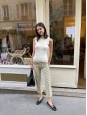 Cream yellow and black polka dot faille cropped pants Retail price €700 Size XS