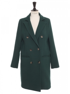 Manteau de mi-saison double boutonnière vert anglais Prix boutique 370€ Taille 34
