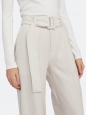 Ecru white crepe fluid wide leg belted pants Retail price $325 Size 42