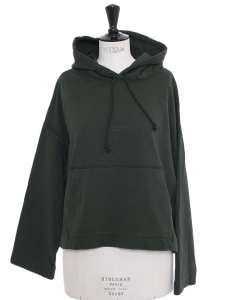 Joghy emboss dark green cotton hooded sweater Retail price €260 Size M to L