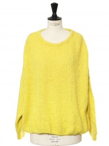Bright yellow baby alpaca and wool oversized sweater Size M to L