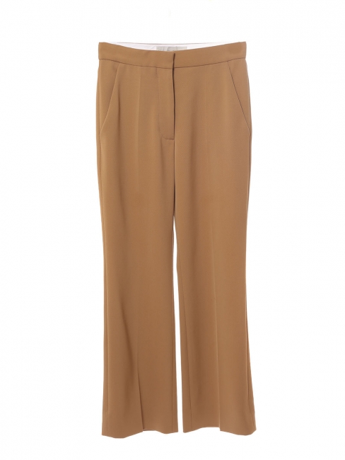 Straight leg tailored pants in camel beige crepe Retail price €550 Size 36