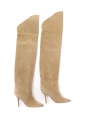 Beige suede leather over the knee high heel boots Retail price €1000 Size 41