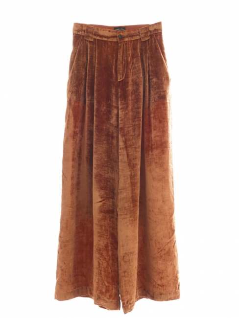 Fawn brown velvet wide leg high waist pants Retail price €330 Size 38/40