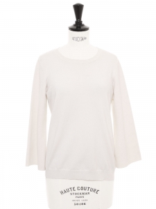 Ivory white wool round neck sweater Retail price €330 Size S