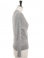 Pull col rond drapé en cachemire et soie gris clair Prix boutique 500€ Taille XS/S