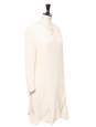 Robe col rond manches longues en crêpe blanc crème Prix boutique 1200€ Taille 36