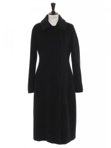 Black wool and cashmere cinched very long coat Retail price €2035 Size 36 to 38