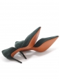 Stiletto heel pointed toe dark green suede pumps Retail price $600 Size 42