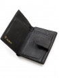 Portefeuille carré en cuir grainé noir boucle doré Prix boutique 255€
