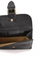 Black textured leather square wallet with gold buckle Retail price €255
