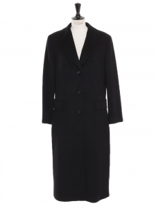 Black wool straight very long coat Retail price €2819 Size 42 to 44
