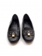 Padlock black shiny leather loafers with gold and silver lock Retail price €550 Size 40.5