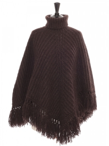 Chocolate brown Irish knit wool sleeveless poncho sweater Retail price €1500