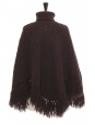 Chocolate brown Irish knit wool sleeveless poncho sweater Retail price €1500