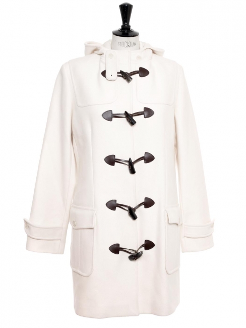 Ivory white wool and cashmere duffle-coat Retail price €600 Size 36