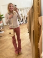Pantalon taille haute flared en velours côtelé rose Prix boutique 415€ Taille 36
