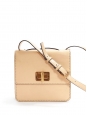 Beige pink leather cross body LOUISE bag with gold lock Retail price €1450
