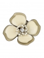 Beige enamel, beads and silver flower ring Retail price €290