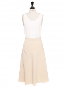 High waist cream white twill midi skirt Retail price €365 Size 36/38