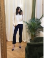 Navy blue crepe de chine straight leg tailored pants NEW Retail price €480 Size 36