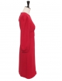 Robe en crêpe de soie rouge manches longues cintrée Px boutique 1300€ Taille 36