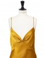 Mid-length fluid gold yellow satin slip dress Size 36