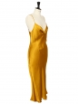 Mid-length fluid gold yellow satin slip dress Size 36