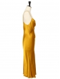 Robe fluide mi-longue à fines bretelles en satin jaune doré Taille 36