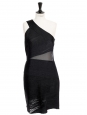 Black stretch asymmetrical cocktail dress Retail price €800 Size 40