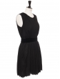 Black wool sleeveless dress with velvet belt Retail price €900 Size L