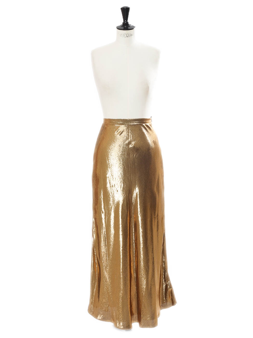 high waisted gold maxi skirt