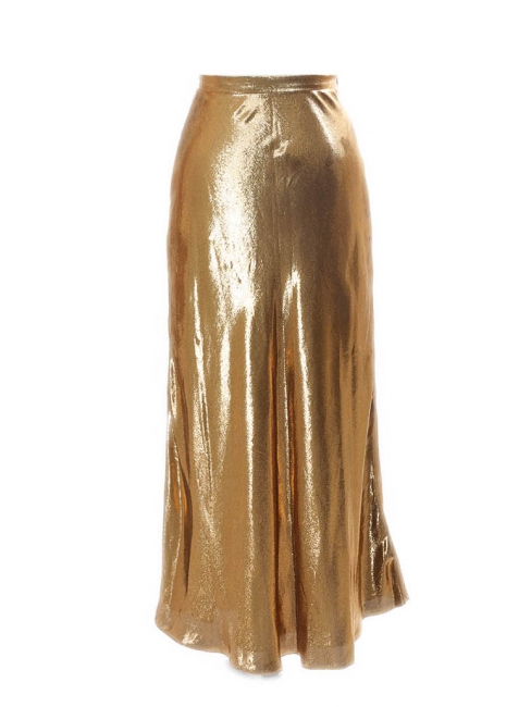 Jupe longue taille haute en lamé doré Prix boutique 450€ Taille 34
