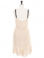 Ivory cream silk chiffon evening or wedding dress with beaded straps Retail price €2000 Size 36