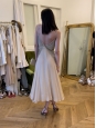 Beige nude silk embellished V neck dress Retail price €3000 Size 36 