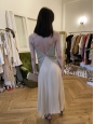 Beige nude silk embellished V neck dress Retail price €3000 Size 36 