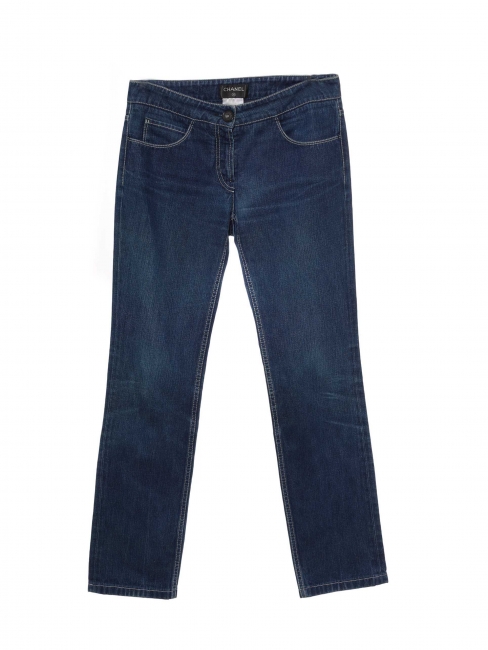 Dark blue denim low waist straight leg jeans Retail price €700 Size 36