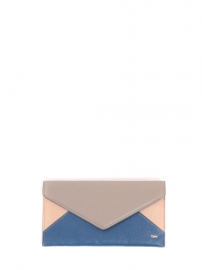 Blue, Pink and  grey beige leather enveloppe wallet Retail price €350