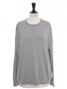 Round neck light grey wool sweater Retail price €250 Size XL