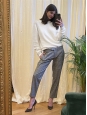Pantalon en laine prince de galles blanc et noir Px boutique $560 Taille 38