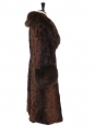 Manteau long en fourrure d'astrakan et de renard marron Taille 36/38