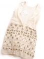 Cream white silk dress embroidered with gold brass, beads and Swarovski crystals Retail price €6000 Size 38