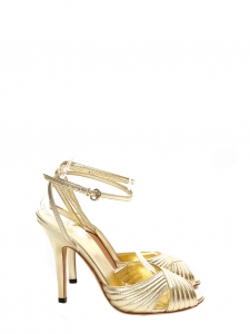 Gold leather heel sandals with ankle strap NEW Retail price €500 Size 37