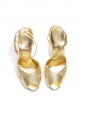 Sandales à talon et bride cheville en cuir doré NEUVES Px boutique 500€ Taille 37