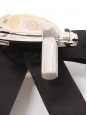 Black satin ribbon bow and white camellia flower hair clip Prix boutique 690€