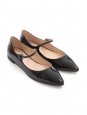 Chaussures plates Mary-Jane à bride en cuir verni noir bout pointu Prix boutique 770€ Taille 37
