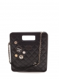 Classic shopping bag in black smooth quilted leather with gold chain and charms NEW Retail 3800€