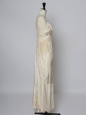 Robe de soirée longue décolleté et dos nu plongeant en velours blanc crème Prix boutique 1500€ Taille 38