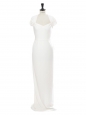 Robe de mariée longue blanche ceinturée par un ruban et un noeud Prix boutique €3700 Taille 38